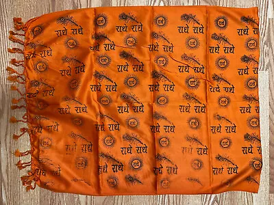 India RADHE RADHE Krishna ISKCON Dupatta Wrap Scarf Stole Chunri Shawl NEW Hindu • $10.33