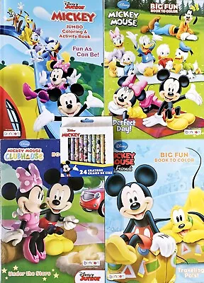 Mickey Mouse & Minnie Mouse Coloring & Activity Books (4) W/ 24 Mickey Crayons  • $16.99