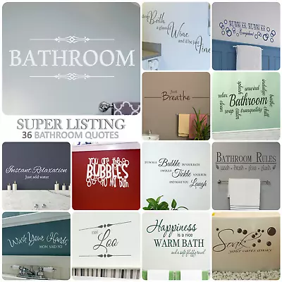 £22.98 • Buy Bathroom Quote Stickers Vinyl Wall Transfer Words Bath Wall Art Decal Graphic UK