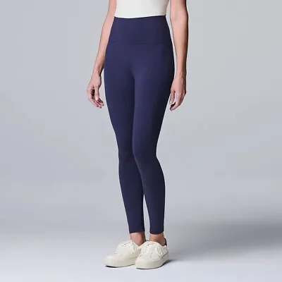 Women's Simply Vera Wang High Rise Heavyweight Cotton Leggings Size Small Navy • $19.95