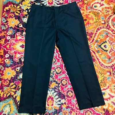 Haggar Black Label Men's Dress Pants Pleated Navy Blue Size 40X32 Altered 31  In • $12.99