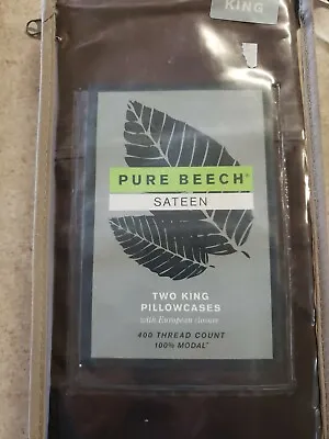 Pure Beech King Pillowcases In CHOCOLATE BROWN Sateen 400 Thread Count • $45