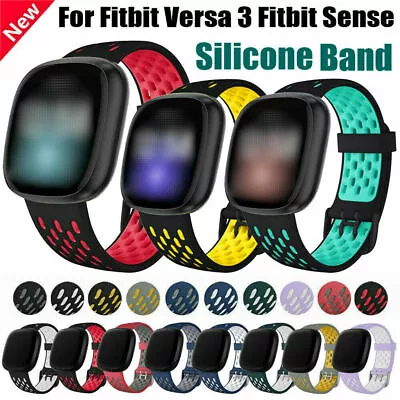 Fitbit Sense Versa 4 3 2 Replacement Silicone Sport Band Strap Watch Wristband • $10.44