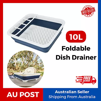 10L Collapsible Dish Drainer/Dish Rack/strainer Caravan Cups Plates Utensils AU • $16.95