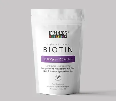 BIOTIN 10000mcg Max Strength Healthy Hair Skin Nails Growth Vitamins B7 Tablets • £4.99