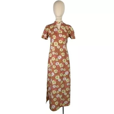 Vintage Unbranded Womens High Neck Maxi Dress Floral Print Size Small • $65
