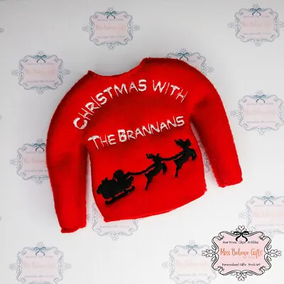 £4.50 • Buy Personalised Christmas With The Family Jumper For An Elf That Sits On A Shelf