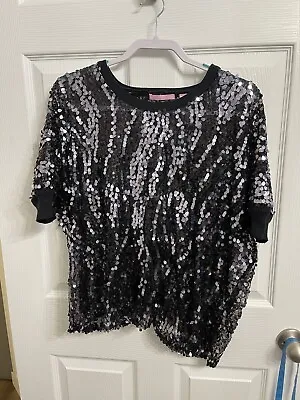 Vintage Michael Simon Event Sequin Sweater Shimmer Sparkle Womens Medium Shirt • $15.90