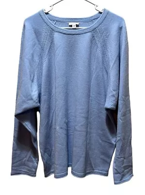 J.. Jill Gray Crew Neck Cashmere Pullover Tunic Knit Sweater Blue Womens Size L • $15