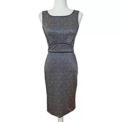 Zac Posen Sheath Dress Size 4 Black/Beige Sleeveless W/Black Trim Bodycon • $47.99