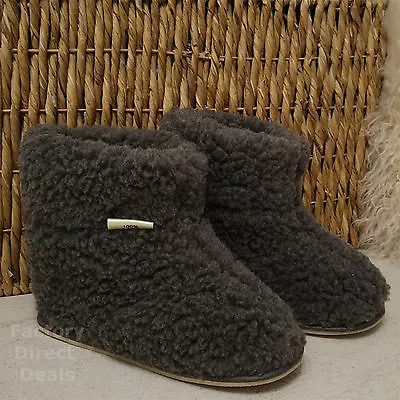 £19.99 • Buy 100% Sheep Wool Boots Cozy Foot Slippers Hard Sole Sheepskin Womens Mens Grey