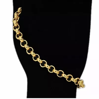 24k Yellow Gold Plated Belcher Chain Rolo Bangle Bracelet L= 8.7” 24ct Jewellery • £7.99