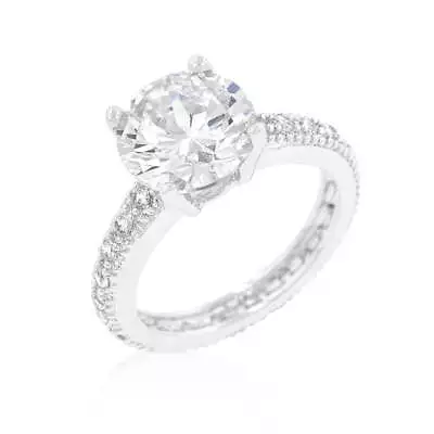 Micro-pave Cubic Zirconia Engagement Ring 4.27 Ct. Rhodium Plated • $18.99