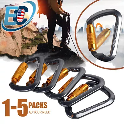 30KN Heavy Duty Auto Locking Climbing Carabiner Aluminum D Ring Clips Twist Lock • $12.99