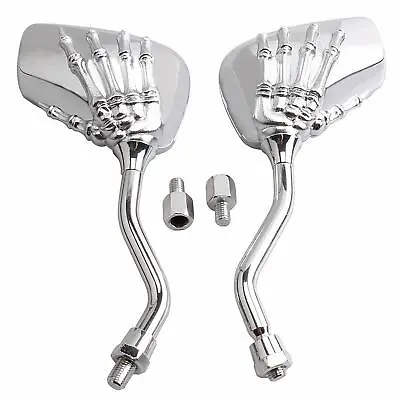 Chrome Skeleton Hand Motorcycle Rearview Side Mirrors For 150cc 125cc Scooter US • $25.16