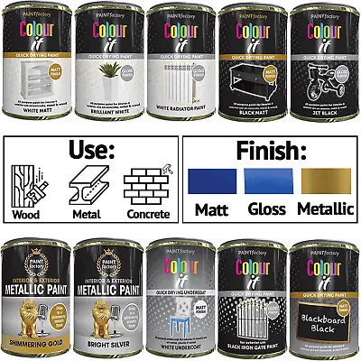 Paint Factory Tin Paint Metal Wood Concrete Matt Gloss Fast Drying 300ml • £21.99