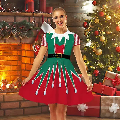 Women's Ugly Christmas Tree Sweater Dress 3D Print With Short Sleeves • $21.89