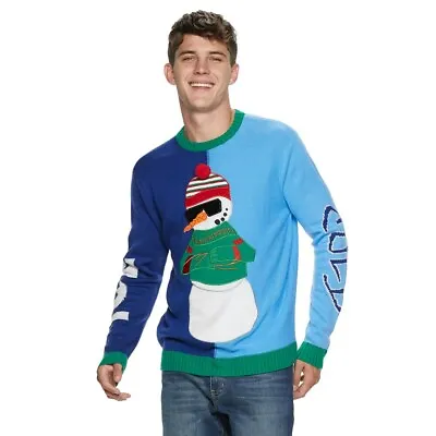 Christmas Sweater Snowman Ice Cold Blue Men's Size Small • $12.99