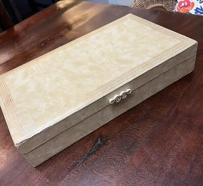 Large Vintage Cream Mele Jewlery Box Case With Orange Velvet And Satin Interior • $15