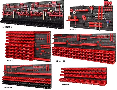 Wall Mounted Tool Peg Board Set Garage Storage Bins Workshop Rack Shed Organiser • £175.95