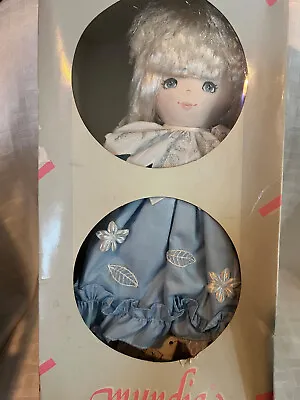 Mundia Cloth Doll Mademoiselle Cecile Creation 14  Blond Haired Blue Dress Toy • $39.99