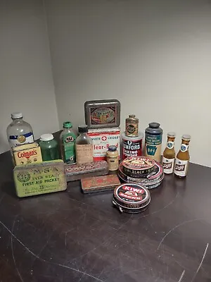 Huge Lot Of Vintage Antique Tins Glass Cooking Medical Cleaning Etc. Empty/ Full • $80