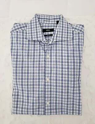 Boss HUGO BOSS Sharp Fit Blue/White Striped Cotton Dress Shirt 16.5 32/33 • $16