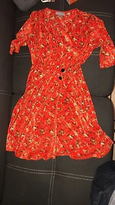 Floral Flowy Wrap Dress ASOS Soaked In Luxury Size 2 Orange • $19.08