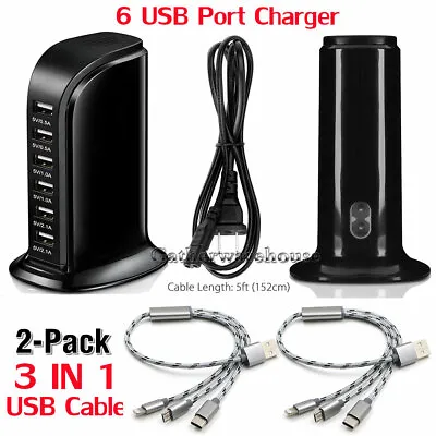 Multiple 6 Port USB Travel Wall Charger Power Adapter For IPhone Android Samsung • $7.89