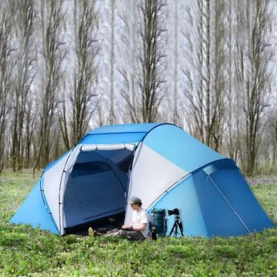4-6 Man Camping Tent W/ Two Bedroom Hiking Sun Shelter Easy Set Up • £99.99