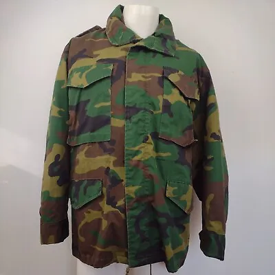 Vintage M-65 Cold Weather Field Coat Woodland Camo Army Jacket Sz M M-51 Hood • $34.97