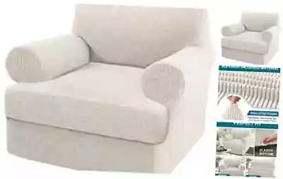  2 Pieces Sofa Covers T Cushion Chair Slipcover T Armchair (1 Cushion) Ivory • $53.58