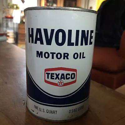 Vintage One U.S. Quart Havoline Motor Oil Texaco Inc. Tin Can Bottom Emptied • $13