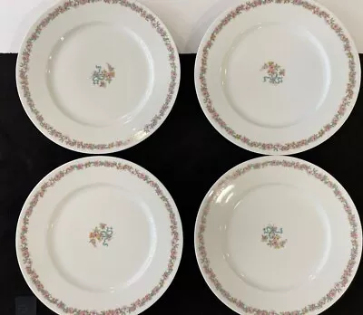 Lot Of 4 LIMOGES C AHRENFELDT FRANCE Blue & Pink Rose Floral 9.5  Plates AHR108 • $39.99