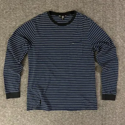 Volcom Men's LG Navy Blue/White Striped Long Sleeve Pocket T-Shirt • $15.99