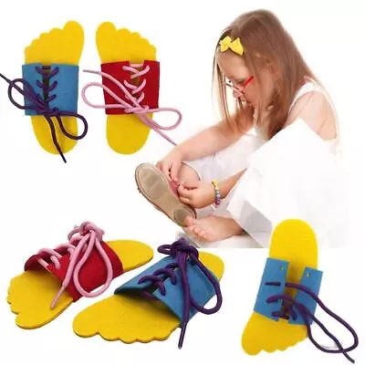 2x Kids Learn To Lace Tie Shoes Practice Lacing Learning SALE Shoe H1F0 • £1.69