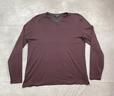 Robert Barakett Shirt Men's 2XL Maroon Pima Cotton Long Sleeve V-Neck Pullover • $14.49