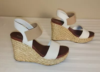 MIA Womens Wedge Woven Straw White Beige 8.5 Ema Padded Comfy Cute Platform Shoe • $12.95