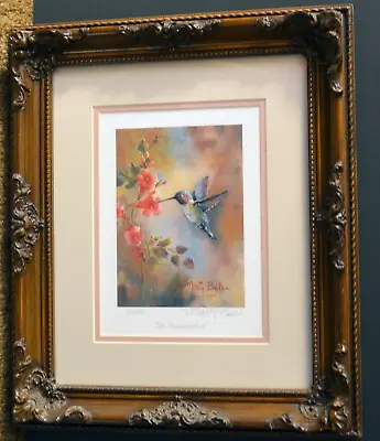  The Hummingbird' By Marty Bell Framed 13.5 X16  Signed On 7 X5  Print CM1770 • $80