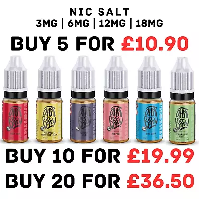 OHM BREW E Liquid 10ml Nic Salt 3mg 6mg 12mg 18mg Vape Juice 50/50 VG/PG BULK • £2.94