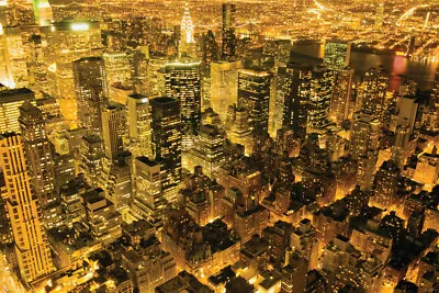NEW YORK POSTER (61x91cm) MANHATTAN AT NIGHT NEW ART PICTURE PRINT PHOTOGRAPHY • £6.17