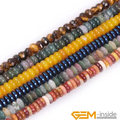 Assorted Natural Gemstones Rondelle Heishi Spacer Beads For Jewelry Making 3x6mm • $3.79