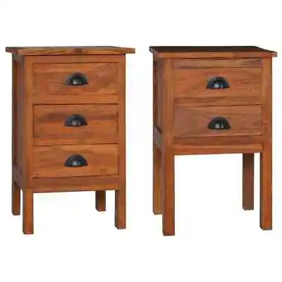 £94.99 • Buy Solid Teak Wood Bedside Cabinet Wooden Side Table Nightstand 2/3 Drawer VidaXL
