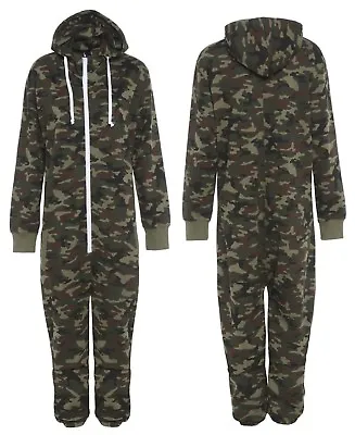Mens Ladies 1Onesie Military Unisex Camouflage Body Jumpsuit Army Hood Size S-XL • £24.99