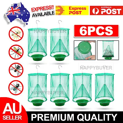 6PCS Ranch Fly Trap Insect Killer Net Cage Home Outdoor Bug Pest Hanging Catcher • $13.95