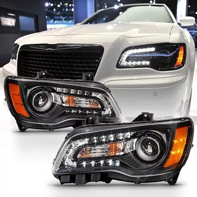  BLACK LED DRL  2011-2014 Chrysler 300 Factory Style Headlight Lamps Replacement • $299.95