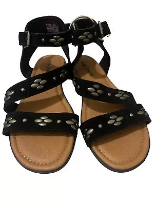 Minnetonka Tangier Black Leather Studded Strappy Buckle Sandal 71353 Size 9 • $15.99