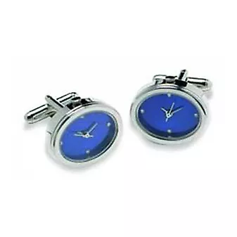 Oval Silver And Blue Watch Style Cufflinks By Onyx-Art London ONYX_CLM63 • £24.39