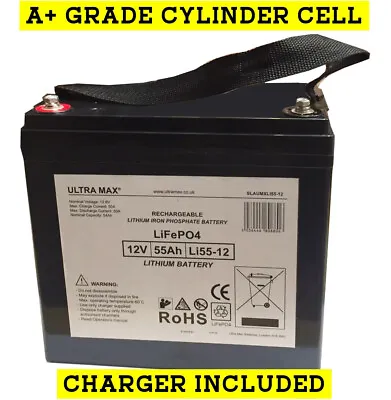 £263.11 • Buy 12V 55AH (50AH & 60AH) Ultramax LITHIUM LiPO4 Mobility Battery & Backup Systems
