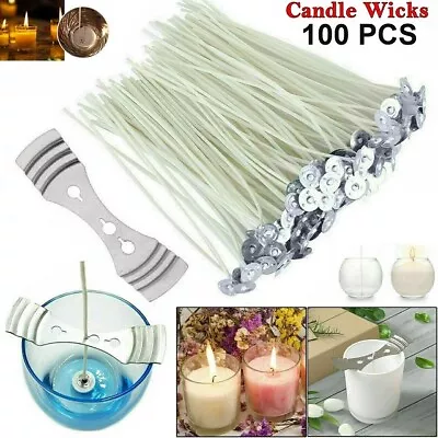 Candle Wicks Pre Waxed With Sustainer Long Tabbed For Candle Making 100pcs 150mm • £3.99